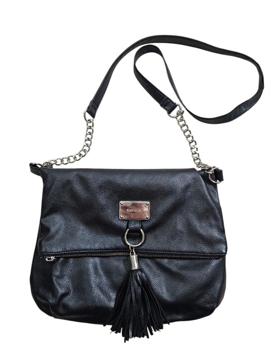 Nine West Handbags - Nine West Black Faux Leather Foldover Crossbody Bag